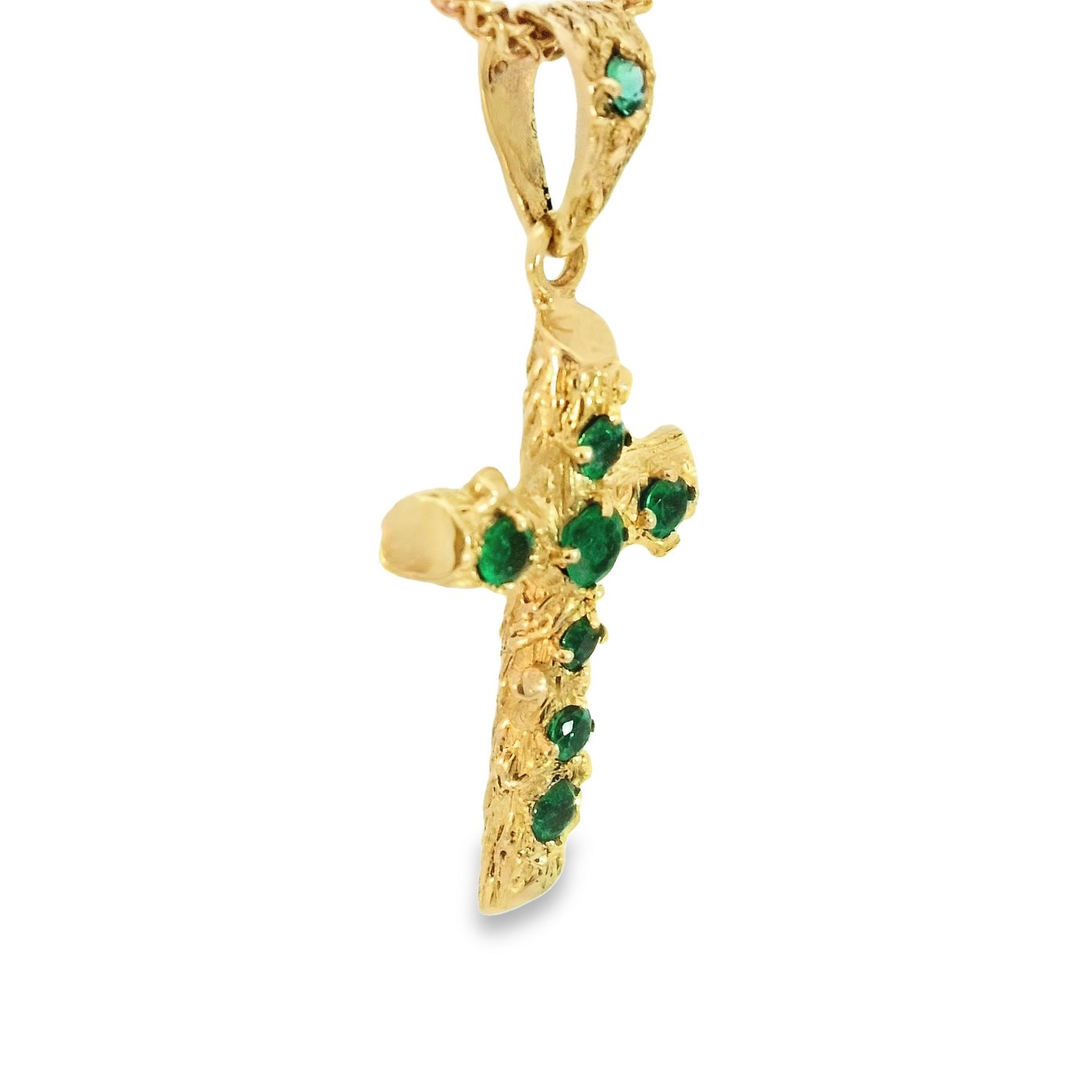 18K NATURAL EMERALD CROSS