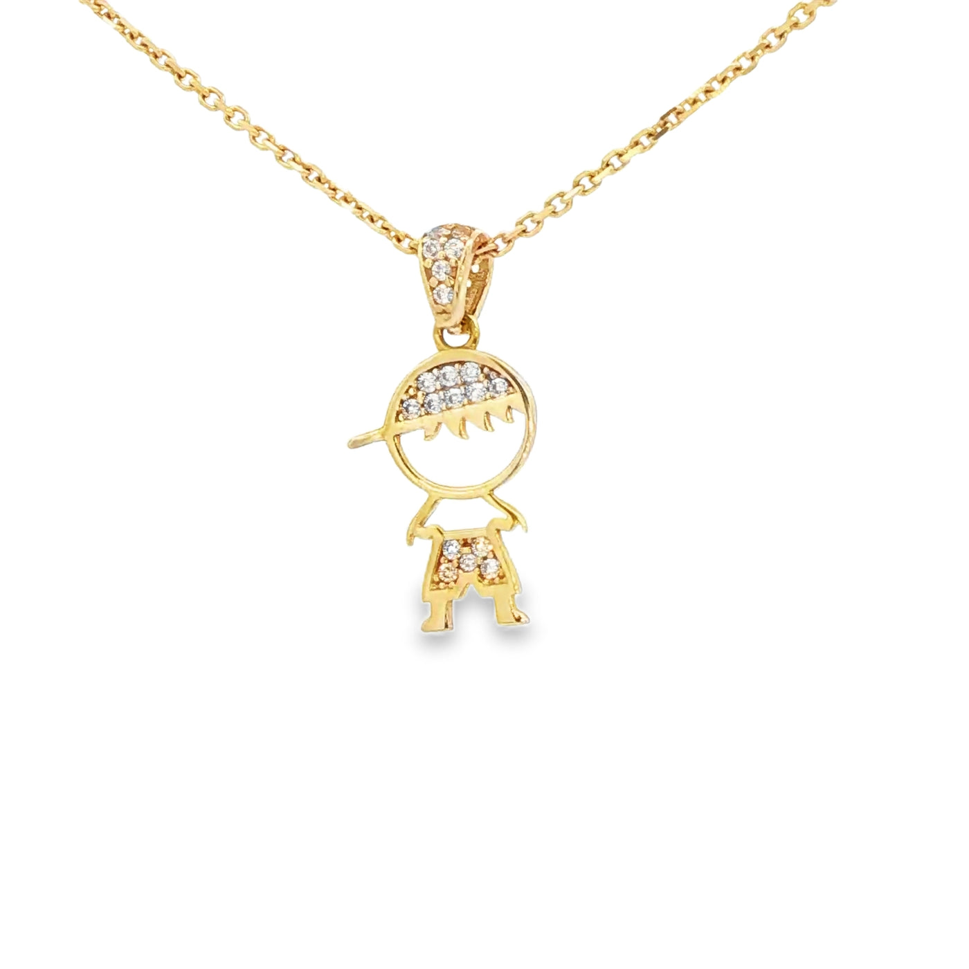PENDANT 14K BOY CZ BOY WITH CAP CZ BAIL