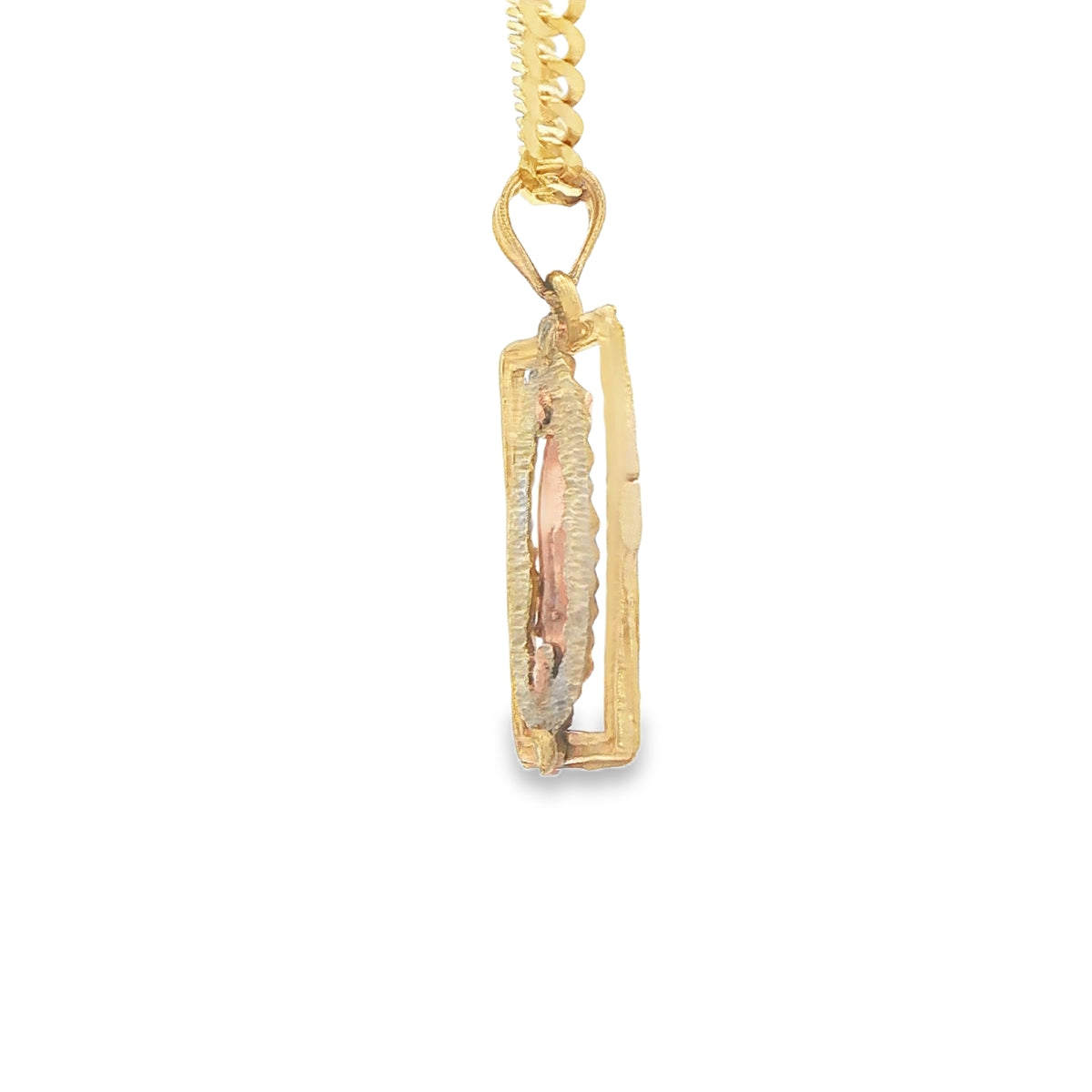 PENDANT 14K 2.7G GUADALUPE 3TONE RECTANGLE