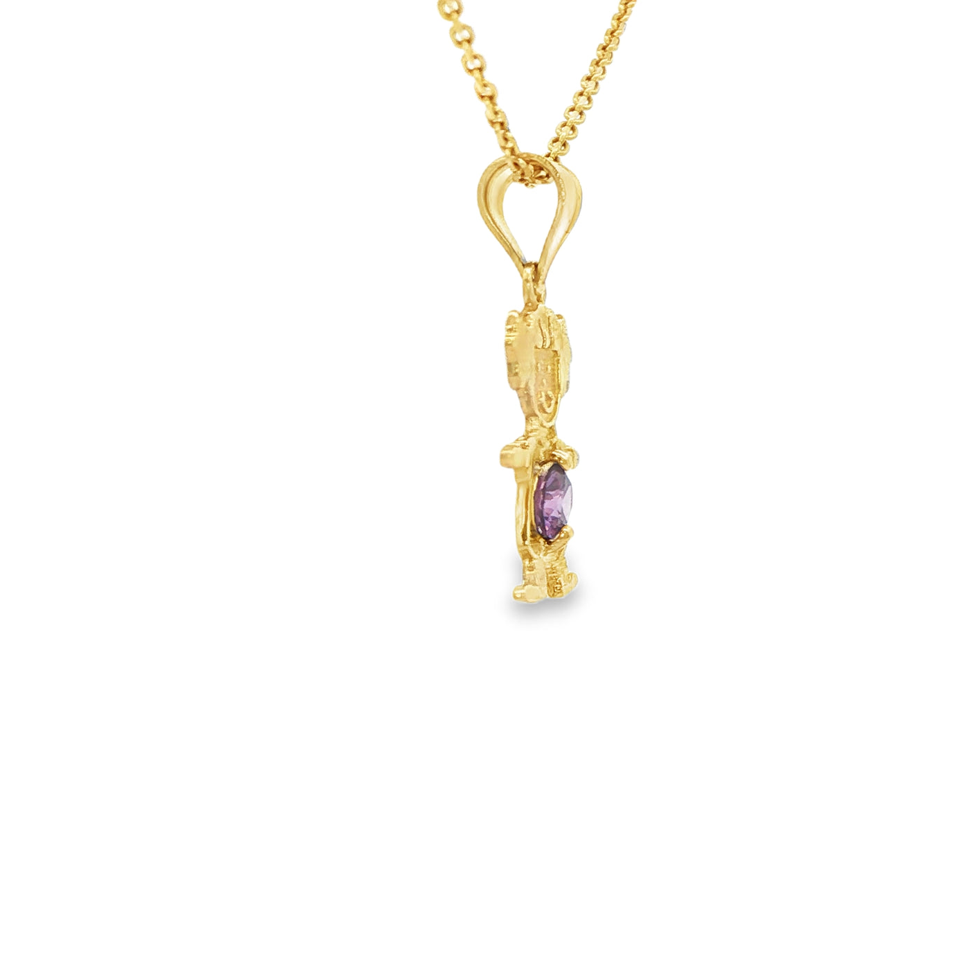 PENDANT 14KP GIRL CZ PURPLE BELLY GIRL
