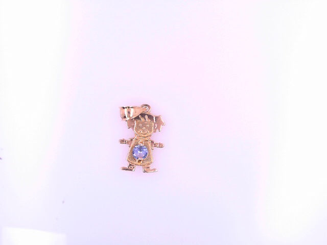 PENDANT 14KP 1.2G  CZ LIGHT BLUE BELLY GIRL