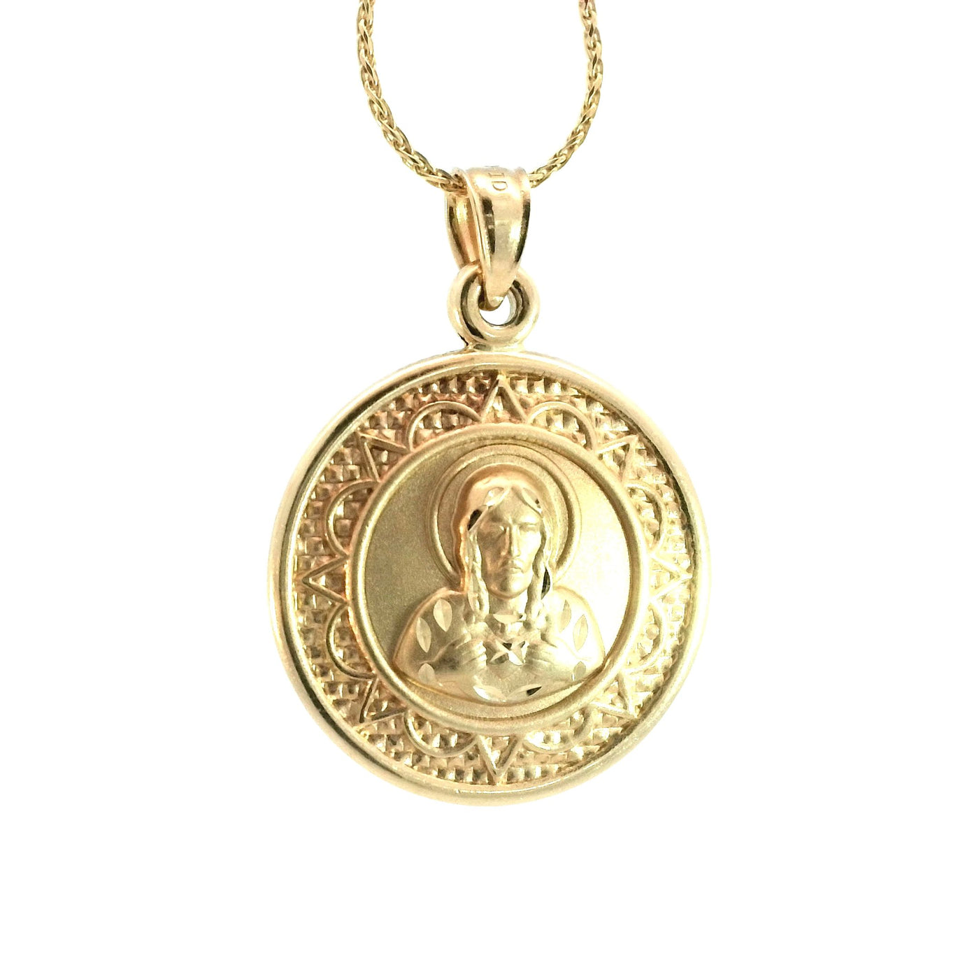 PENDANT 14K 2.0G DOUBLE SIDED JESUS FACE GUADALUPE