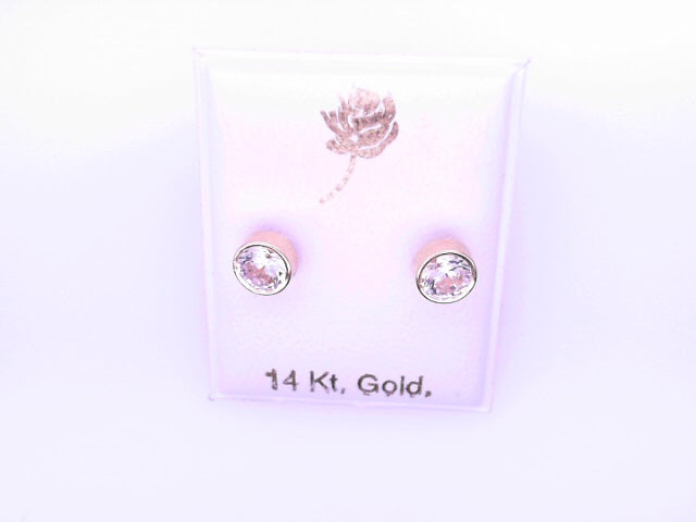 14 KARAT STUD EARRINGS WEIGHT: 0.8G : 5MM CZ CLEAR