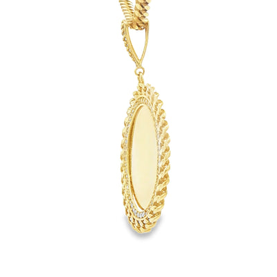 14 KARAT CHARM WEIGHT: 4.9G : ENGRAVABLE CZ OVAL P