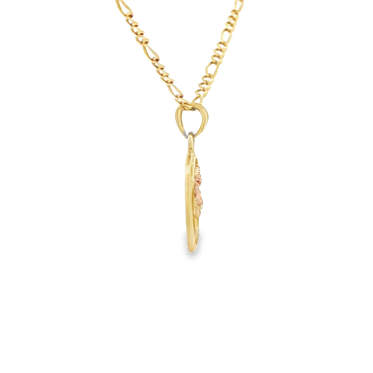 PENDANT 14K PENDANT 2TONE ROSES OVAL