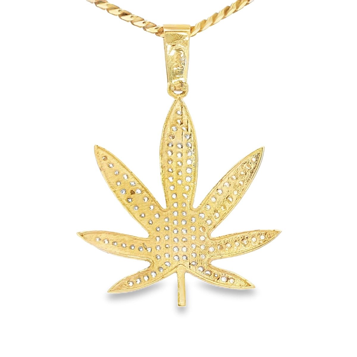 PENDANT 14KP 5.3G MARIJUANA CZ LEAF CZ BAIL