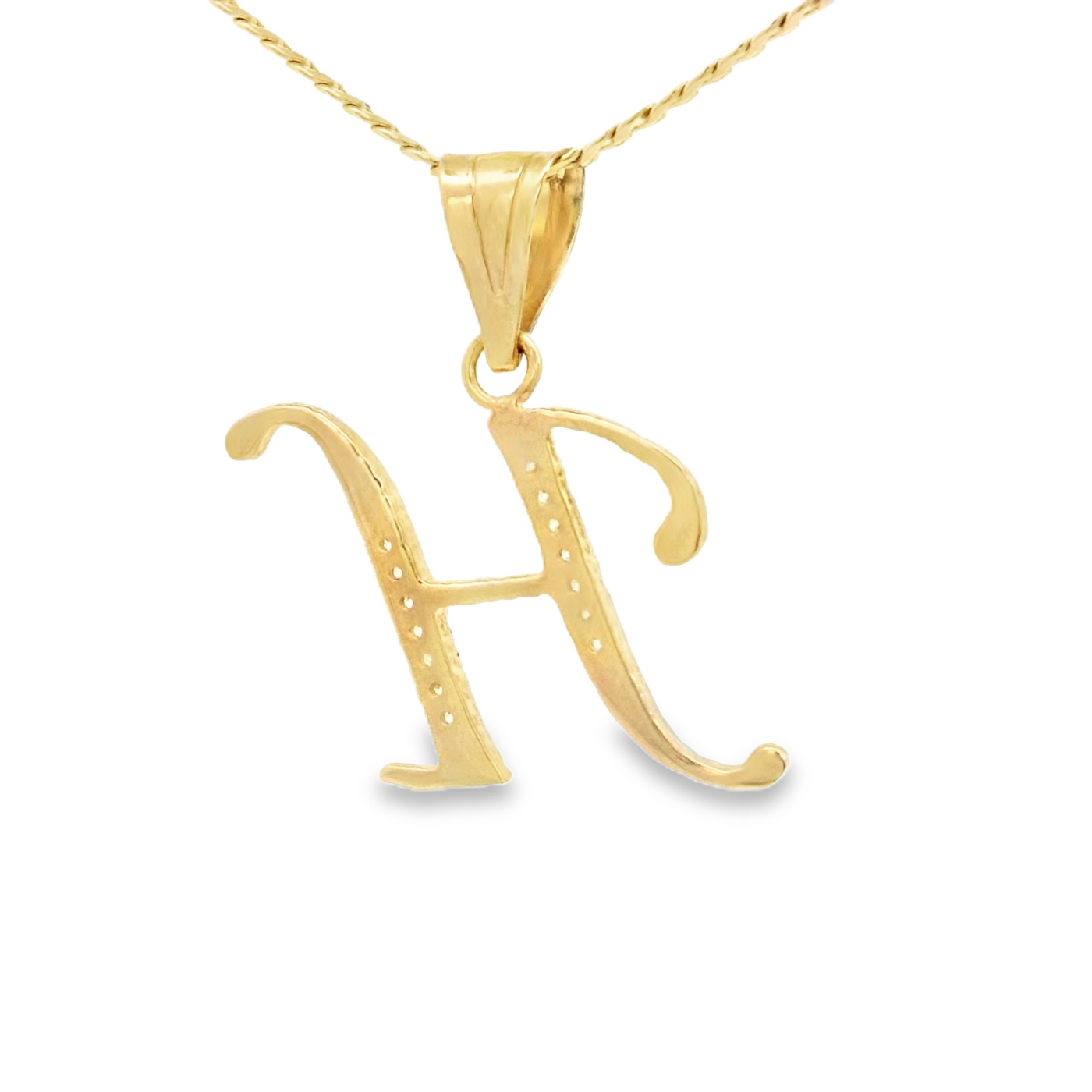 PENDANT 14K LETTER H CZ