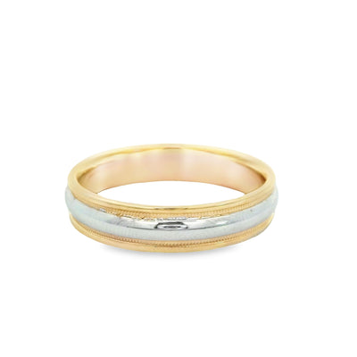 14KR Band Two-tone Miligrain Ring