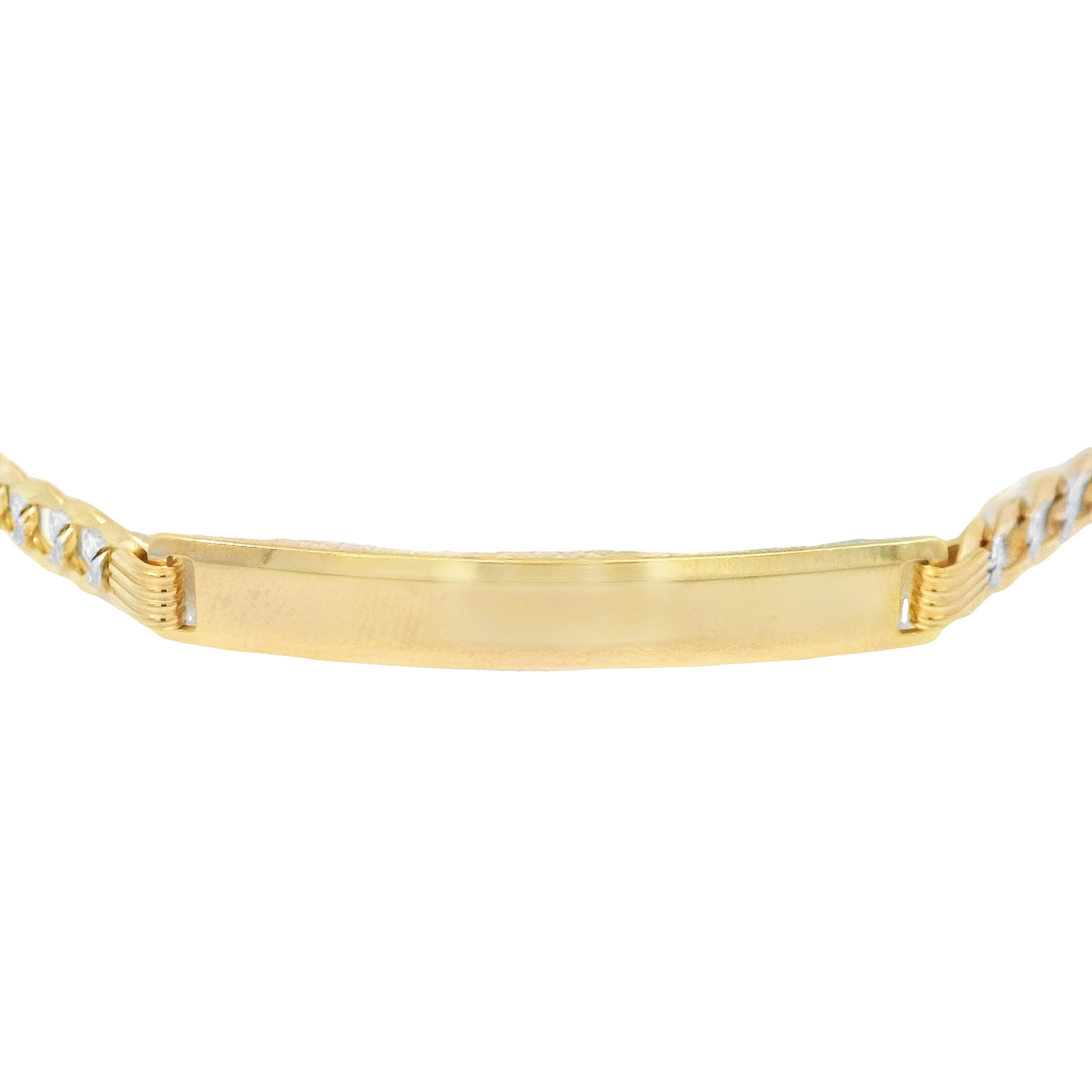 14K Diamond Cut Cuban Italian Curb ID Bracelet