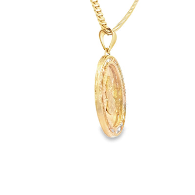 PENDANT 14K SAINT CZ ST LAZARUS OVAL
