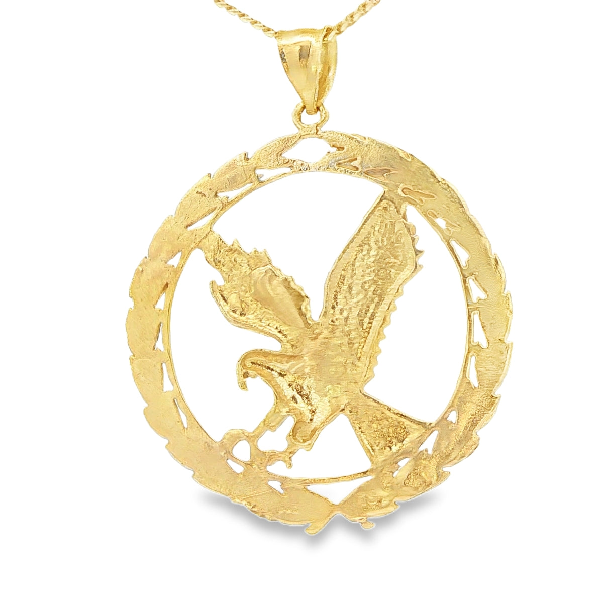 PENDANT 14KP 5.9G EAGLE DC LEAF PATTERN BORDER