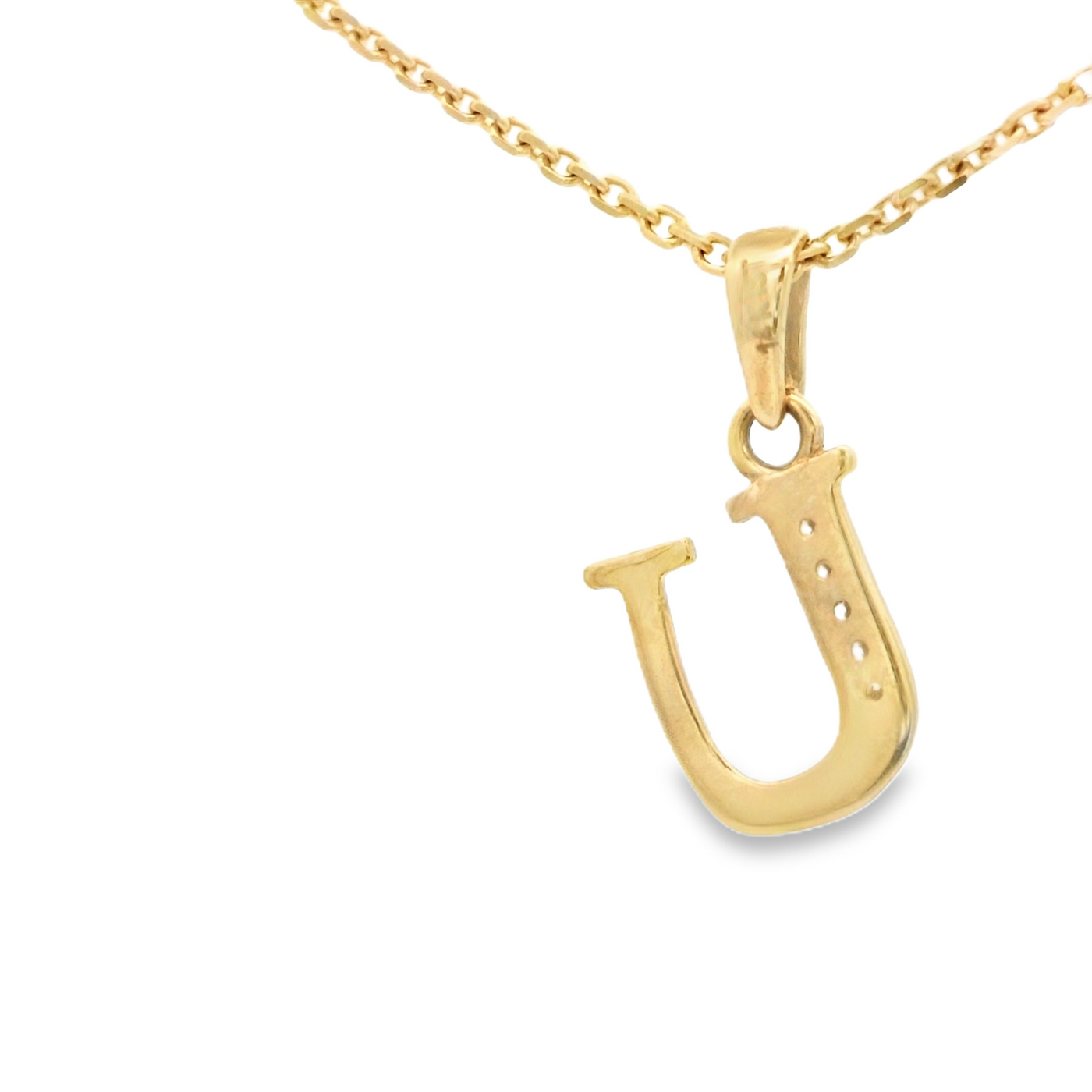 PENDANT 14K CZ LETTER U