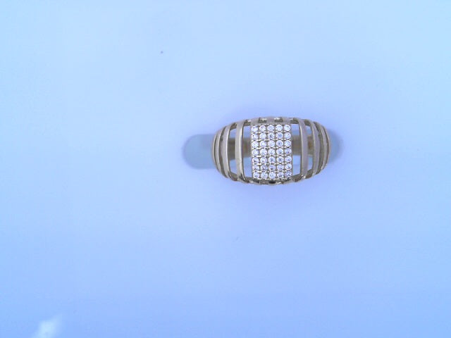 RING 14KR 3.1G FANCY #71/4 CZ SQUARE OPEN SHANK