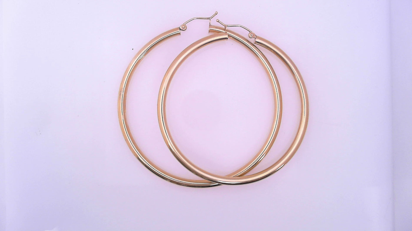 EARRINGS 14 KARAT LARGE HOOP EARRINGS WEIGHT: 5.1G