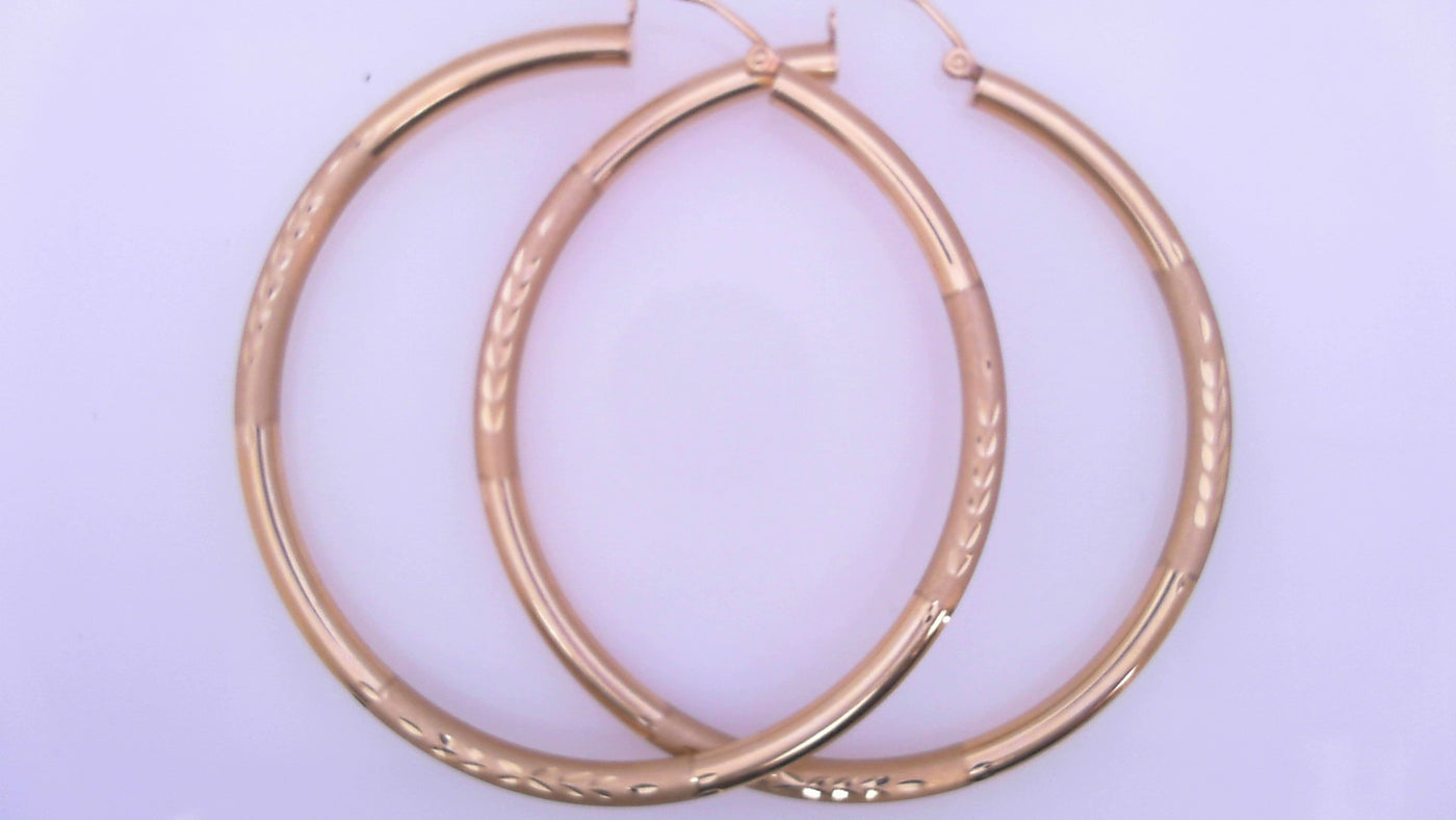 EARRINGS 14 KARAT SATIN LARGE HOOP EARRINGS WEIGHT