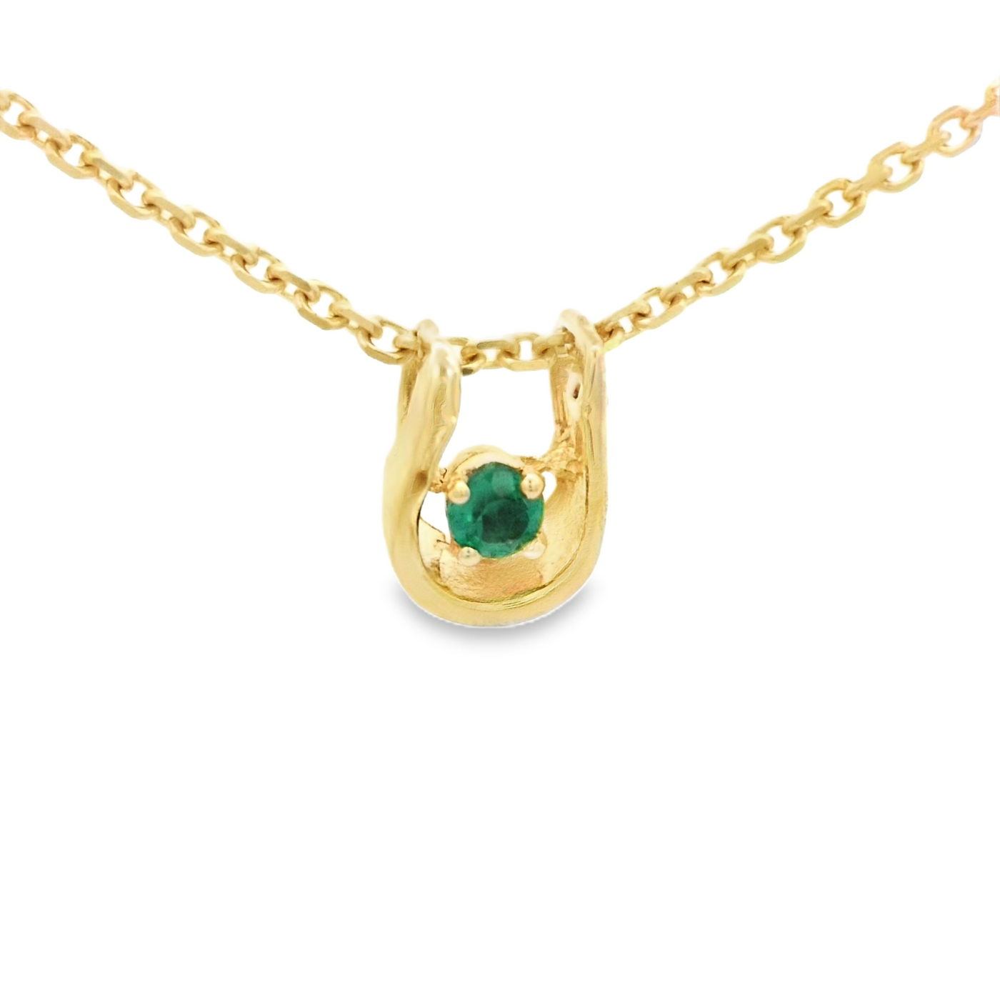 18K PENDANT NATURAL EMERALD U-SHAPE EMERALD CENTER