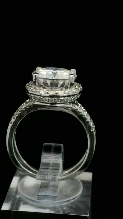 RING 14K 1ct Diamond Mount 3.00ct MOISSANITE cente