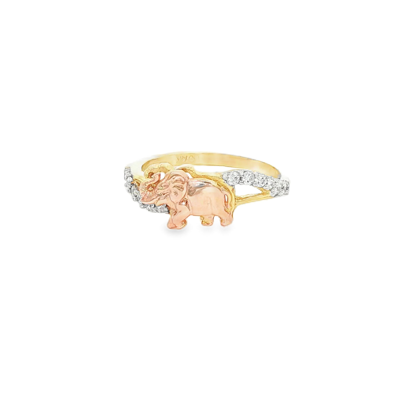 14 KARAT RING SIZE 7.5 WEIGHT: 2.1G : CZ ROSE ELEF