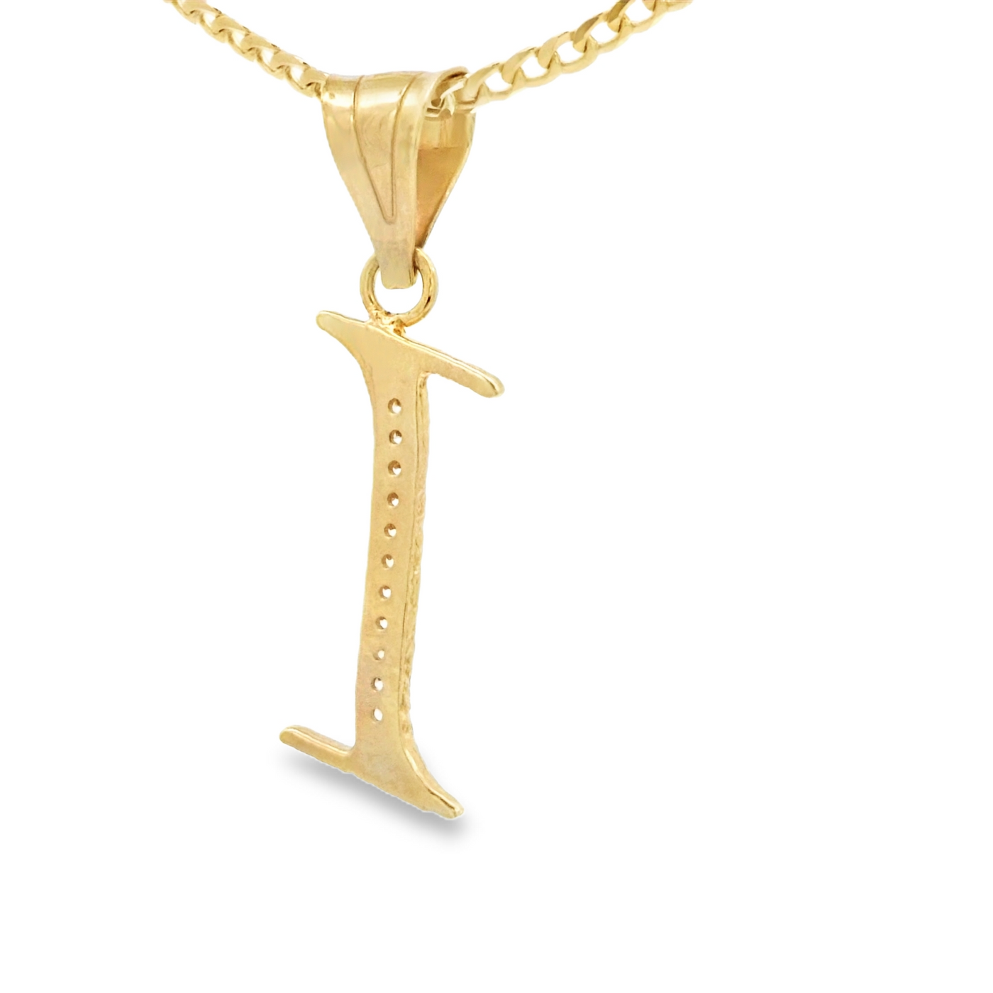 PENDANT 14K LETTER I CZ