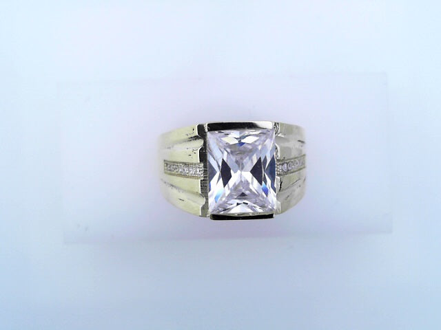 RING 14KR 6.3G CLEAR STONE #10 CZ CTR SQ CLEAR STO