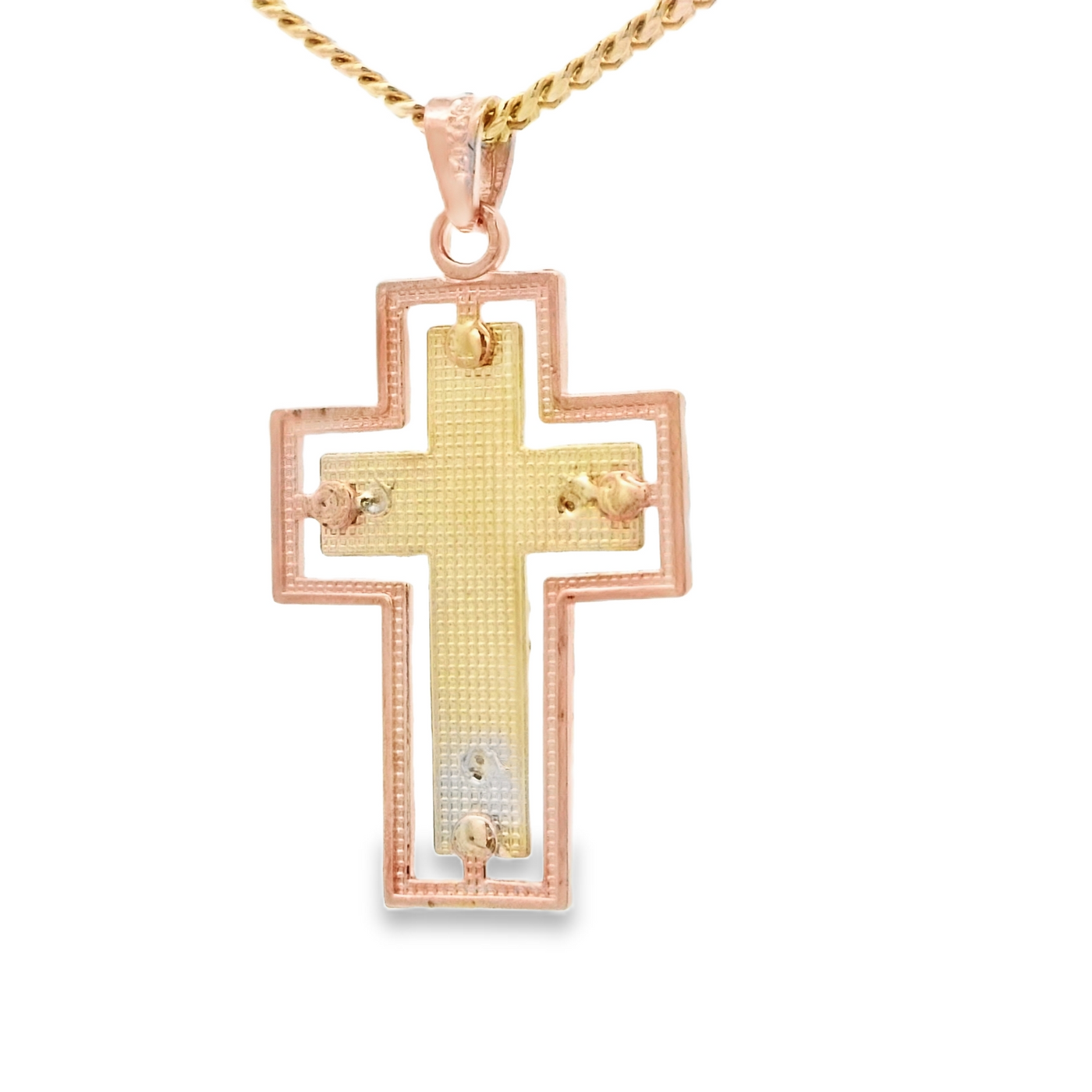 PENDANT 14K 2.5G JESUS DC BORDER SATIN FINSIH INSI