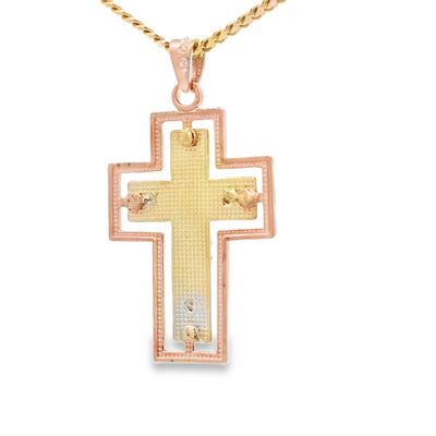 PENDANT 14K 2.5G JESUS DC BORDER SATIN FINSIH INSI