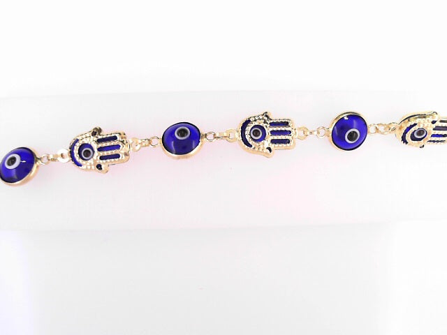 BRACELET 14KB 6.0G EVIL EYE 71/2'' PURPLE ROUND AN