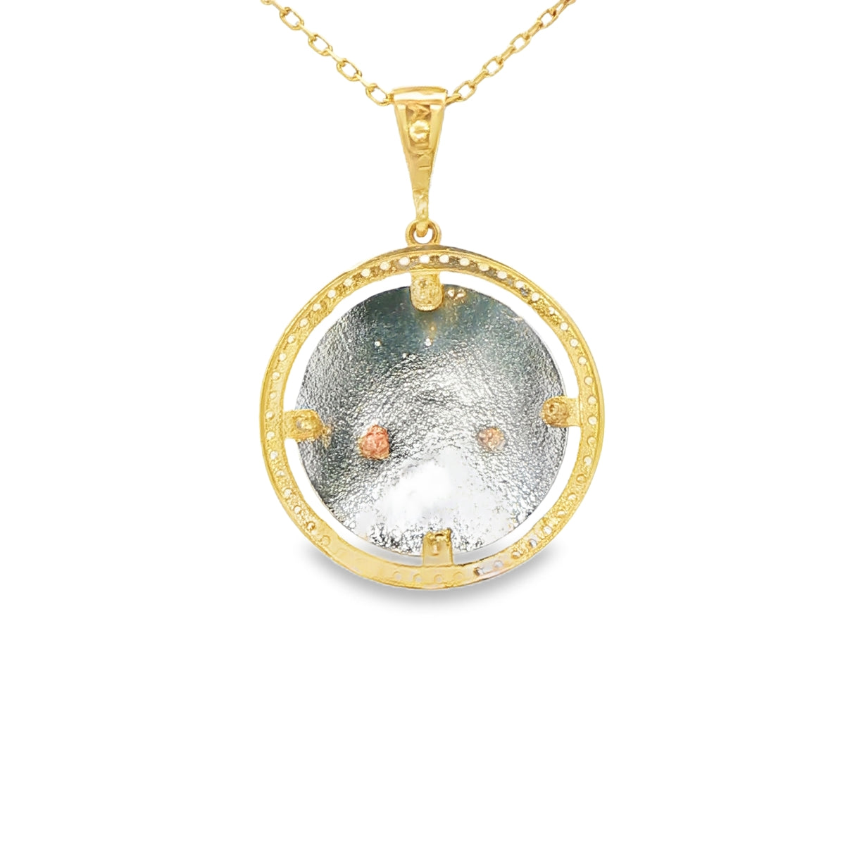 14K PENDENT  2.4G MEDALLION CZ STAR OF DAVID SUNBU