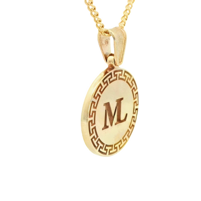 14K Gold Custom ML Pendant - Customizable Nameplate