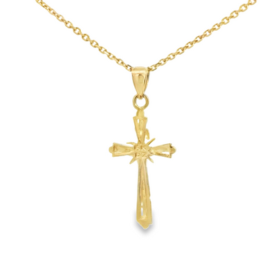 14 KARAT CHARM CRUCIFIX DC LINE MILIGRAIN POINTED END