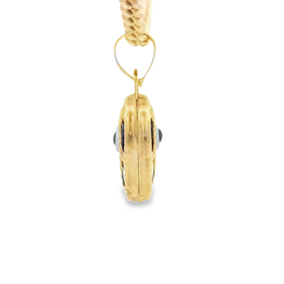 PENDANT 14K EVIL EYE HEART BLUE MILIGRAIN