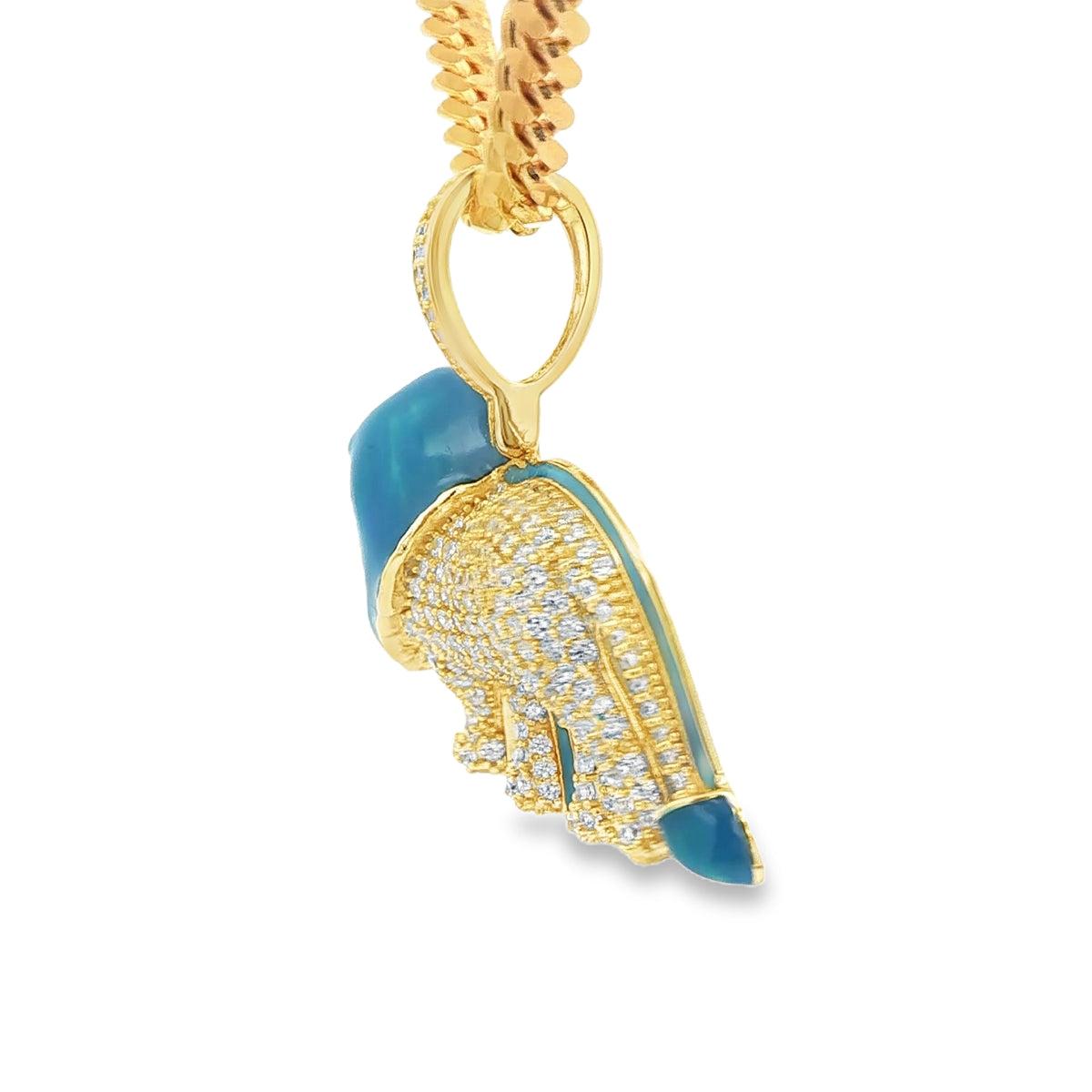 STERLING SILVER CHARM CZ LION BLUE ENAMEL