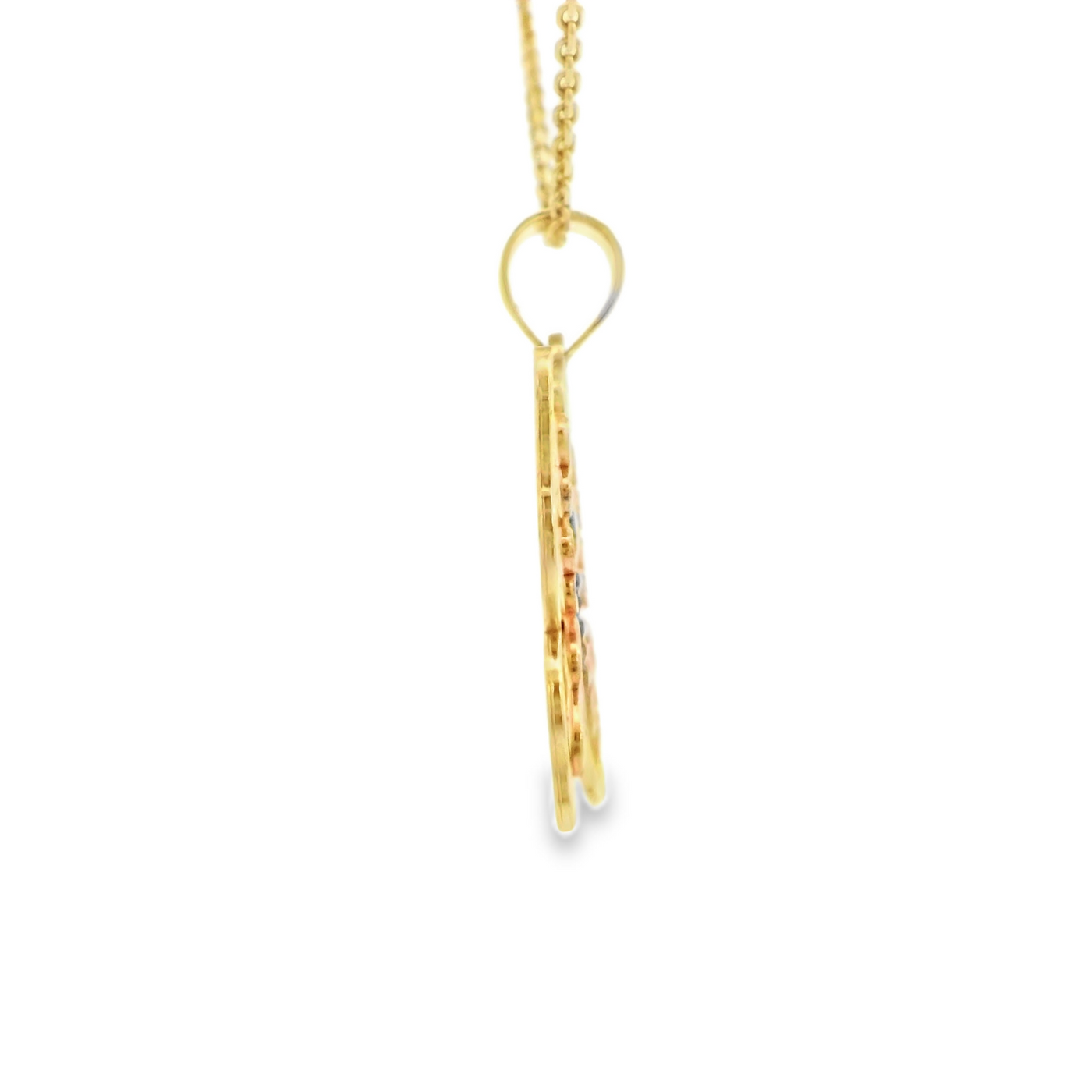 PENDANT 14KP 2.9G BUTTERFLY 3TONE SATIN FINISH