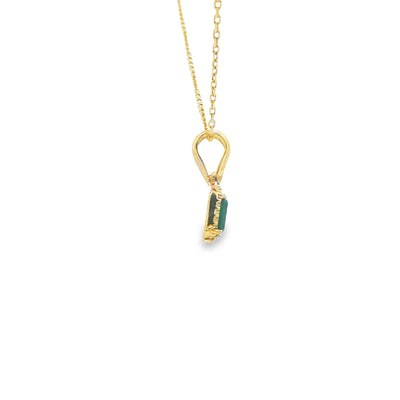 10 KARAT CHARM CZ GREEN HALO RECTANGLE