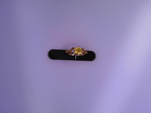 RING 14KR 0.9G #0 KID RING CZ HEART SHANK 4PRONG