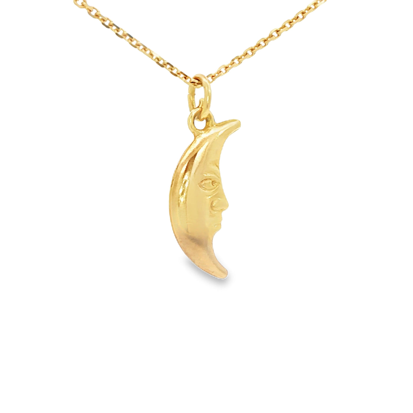 14 KARAT CHARM CRESENT MOON WITH FACE