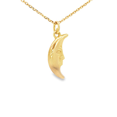 14 KARAT CHARM CRESENT MOON WITH FACE