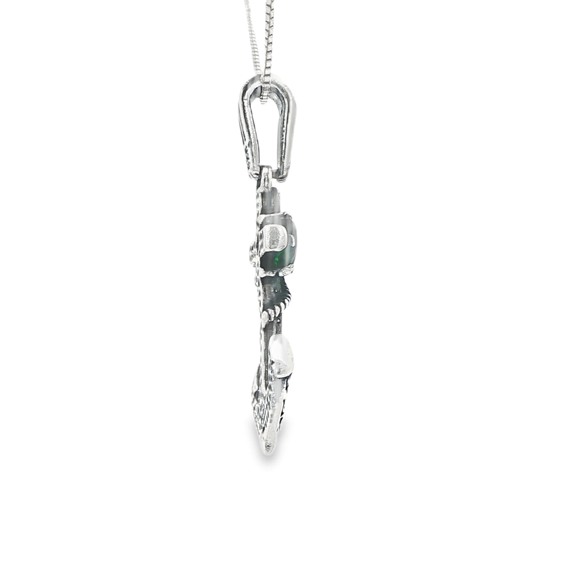 STERLING SILVER CHARM CZ GREEN ANCHOR