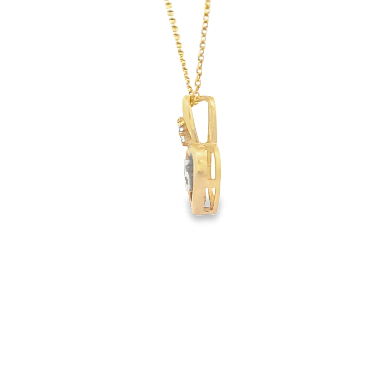 14K QUINCEANERA 15 THREE TONE PENDANT HEART CZ