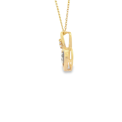 14K QUINCEANERA 15 THREE TONE PENDANT HEART CZ