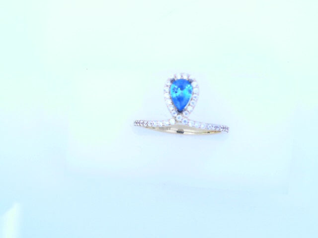 14KR 2.3G PEAR HALO #71/4 CZ BLUE