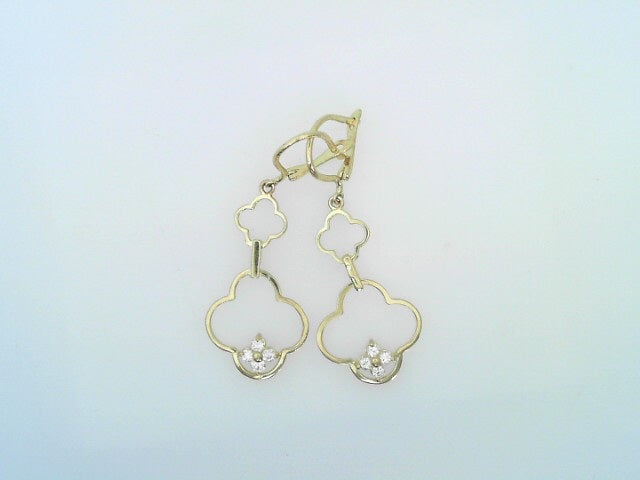 14 KARAT DROP EARRINGS WEIGHT: 2.9G : CZ DOUBLE CL