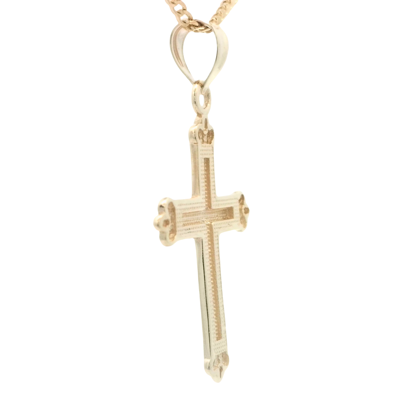10 KARAT CHARM WEIGHT: 2.3G : CROSS WITH MILIGRAIN