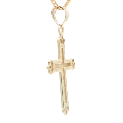 10 KARAT CHARM WEIGHT: 2.3G : CROSS WITH MILIGRAIN