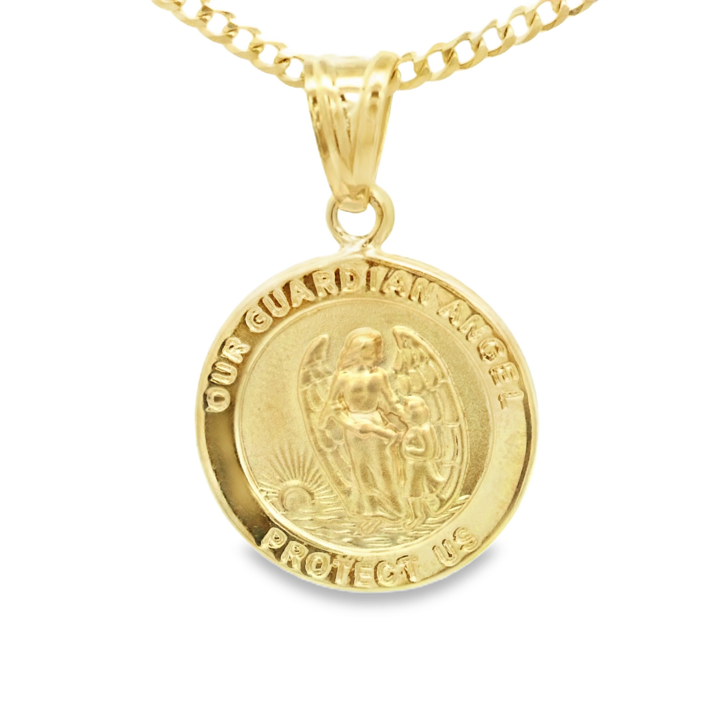 PENDANT 14KP 1.9G ANGEL GUARDIAN ANGEL ROUND