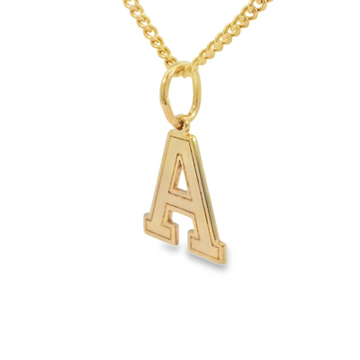 14K Block Letter A Pendant