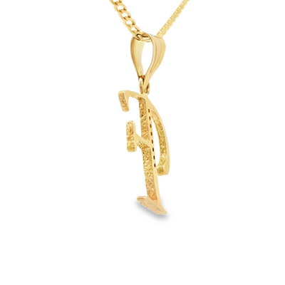 PENDANT 14KP CZ LETTER F