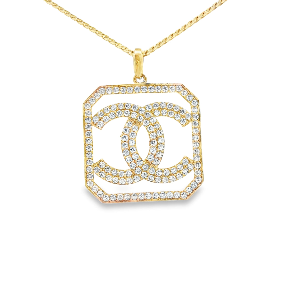 PENDANT 14KP 3.8G STYLE CHANEL CZ SQUARE NEGATIVE