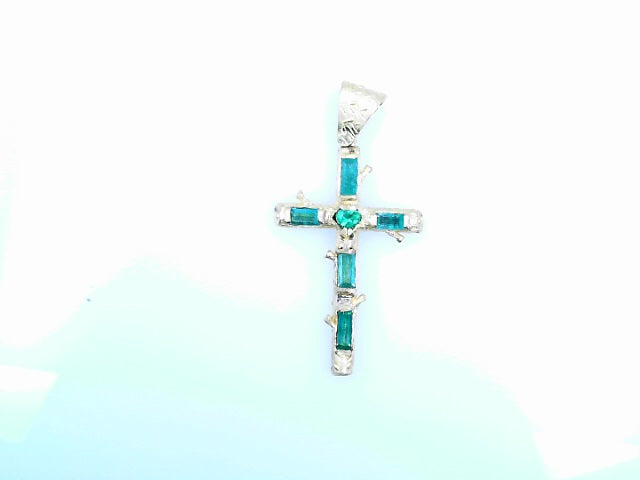 18KP 5.5G NATURAL EMERALD CROSS