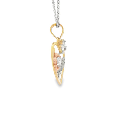 14 KARAT CHARM CZ HEART 15 ANOS SWEET 15 THREE TONE